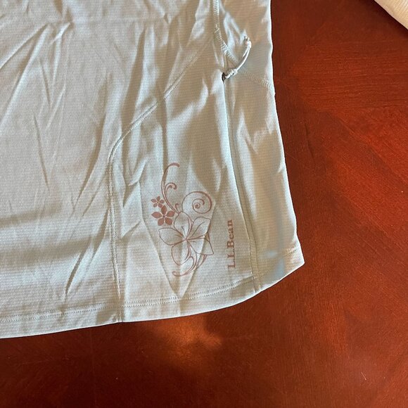 L.L. Bean Womens M Quarter-Zip Pullover Floral Print Performance Top Blue Lightw - Picture 8 of 10